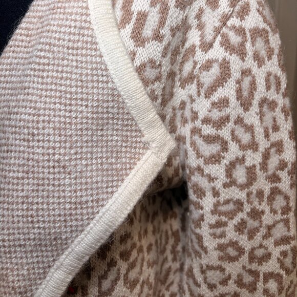 Burgess St. Moritz Open Coat, Cotton/Cashmere/Mohair Animal Print Cardigan, M - Picture 4 of 7